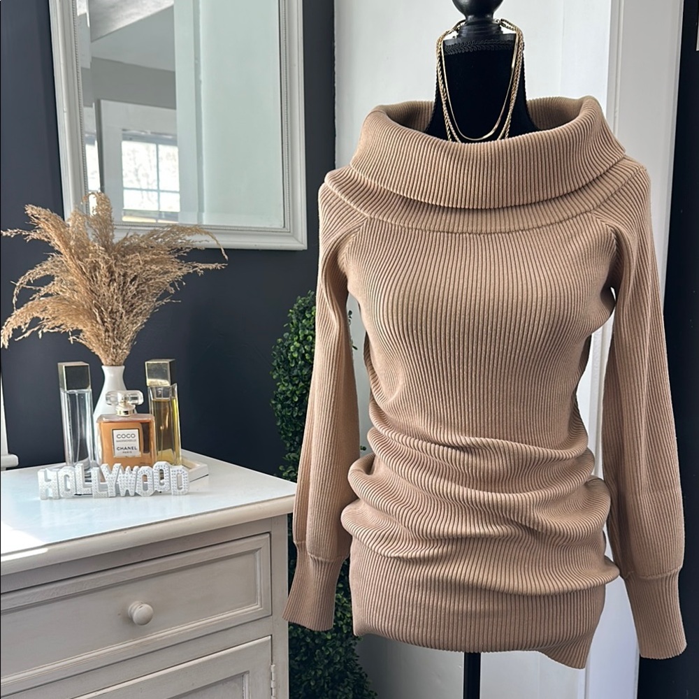 Fashion Nova Tan Ribbed bodycon large Dress